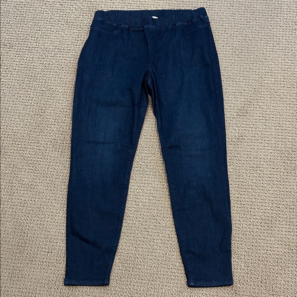 Eileen Fisher Organic Cotton High Rise Denim Jeggings sz Large Utility Blue